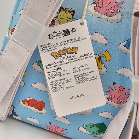 Loungefly Pokemon Snorlax Pikachu Squirtle Sleeping Characters Mini Backpack Bag - Picture 8 of 12